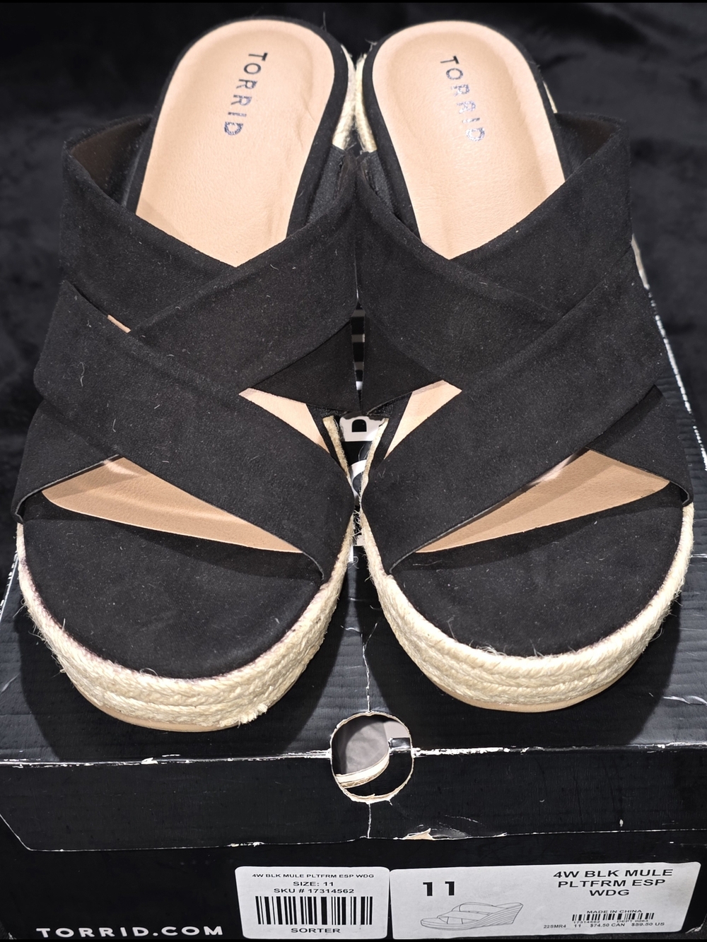 torrid Black Crisscross Espadrille Platform Mule